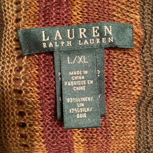 Ralph Lauren Earthy Tones Striped Cardigan NWT Size L/XL - Picture 6 of 9